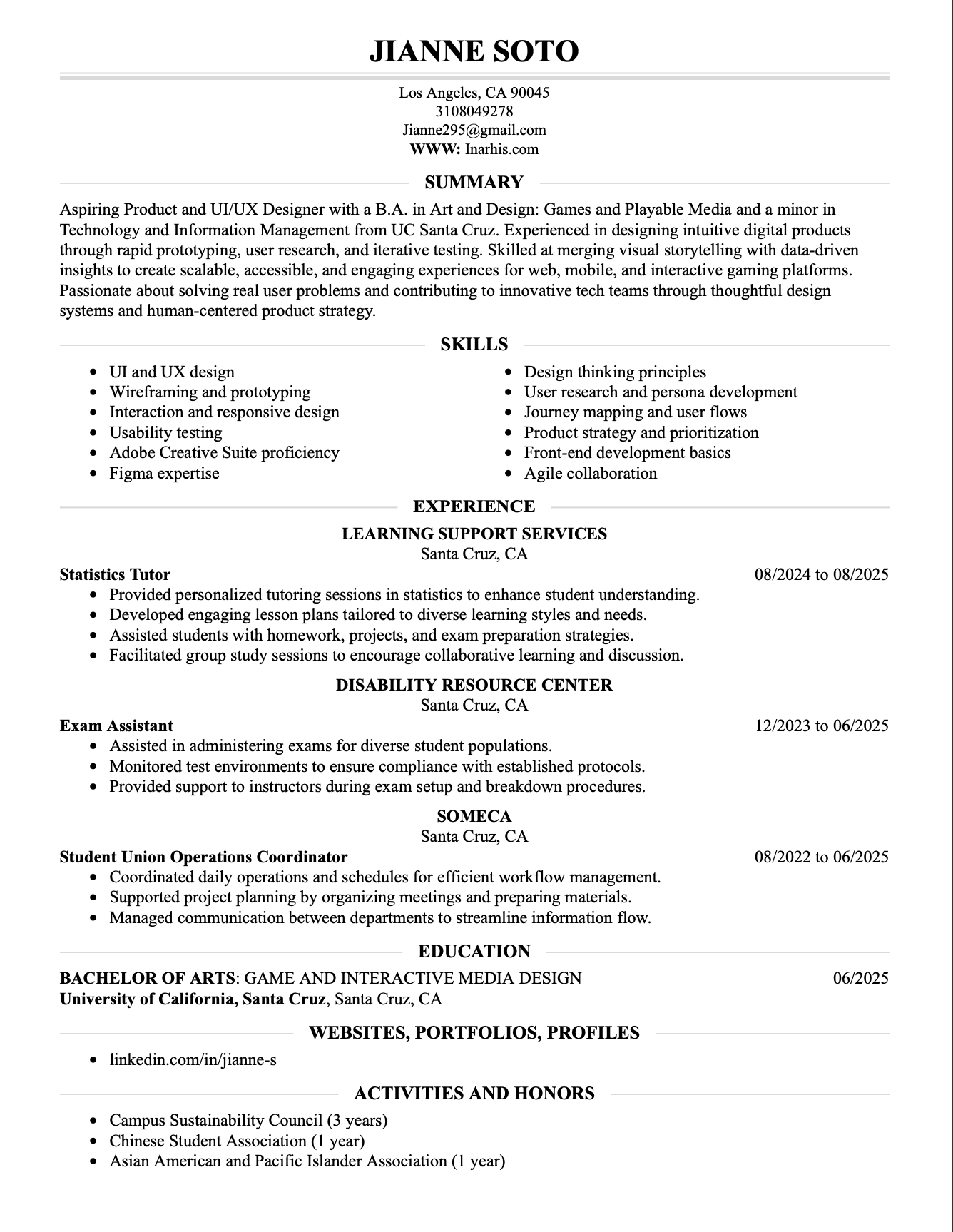 Jianne Soto Resume Page 1